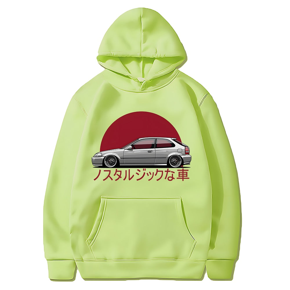 Men Hoodie Car Jdm Japanese Streetwear Pullover