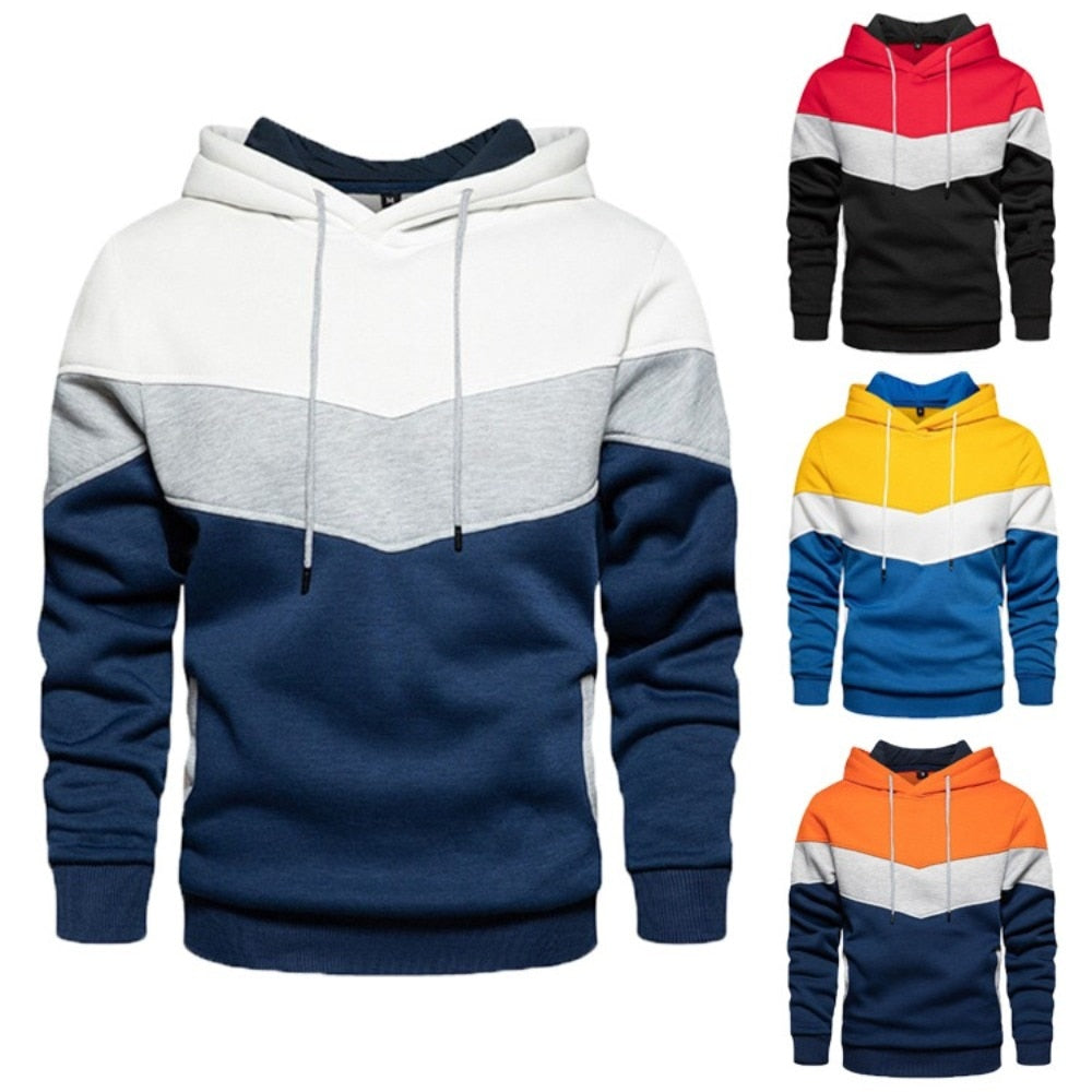 Men Hoodie Fleece Panel Casual Sports