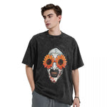 Men Oversized Clown Terrifier Y2K Funny Sunflower T-Shirt