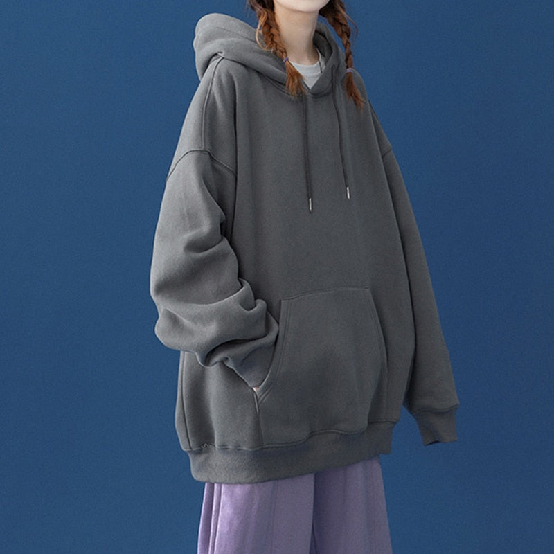 Women Hoodies Pullovers Oversize Hooded  Thicken Warm