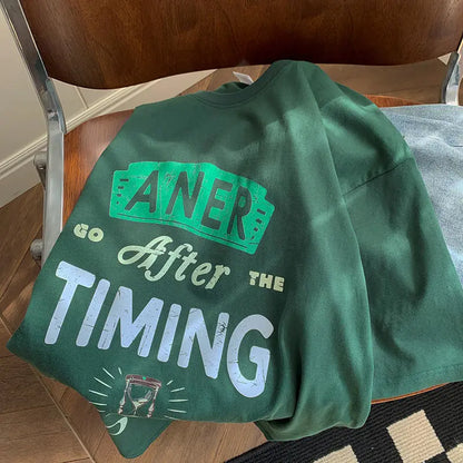 Heavy cotton American retro T-shirt men's short-sleeved half-sleeved