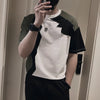Mens Cutout Tshirt Spliced Design Short Sleeve Streetwear