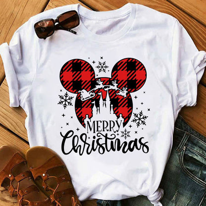 Lustiges süßes Weihnachts-T-Shirt für Damen mit Cartoon-Aufdruck