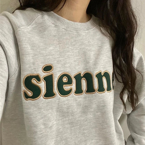 Winter Letter Print Sweatshirts: Women Simple Style Warm Fashion