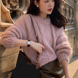 2024 Lazy Wind Twist Sweater Autumn Winter Korean