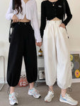 Streetwear Ankle Length Cargo Pants Vintage High Waist Loose Casual Bloomers