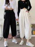 Streetwear Ankle Length Cargo Pants Vintage High Waist Loose Casual Bloomers