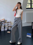 Elevate Your Summer Style with Light Gray Wide-Leg Suit Pants