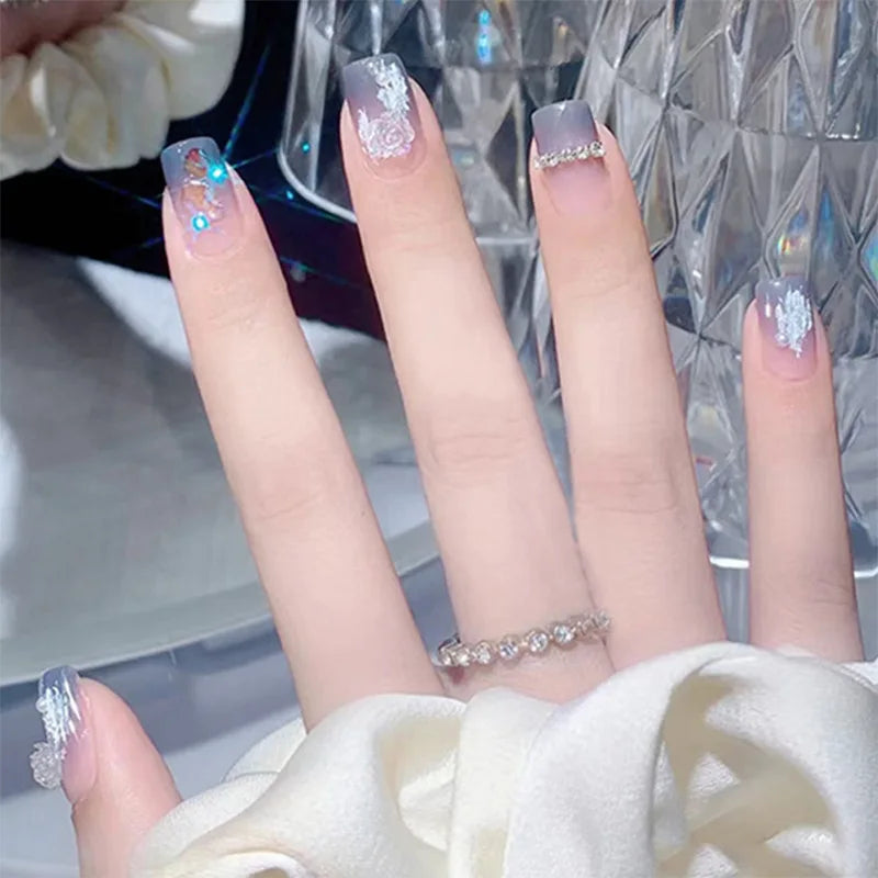 Shimmering Silver Nails