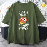 Morning Cat Hip Hop Coffee Cat Printing Male Cotton T-Shirts