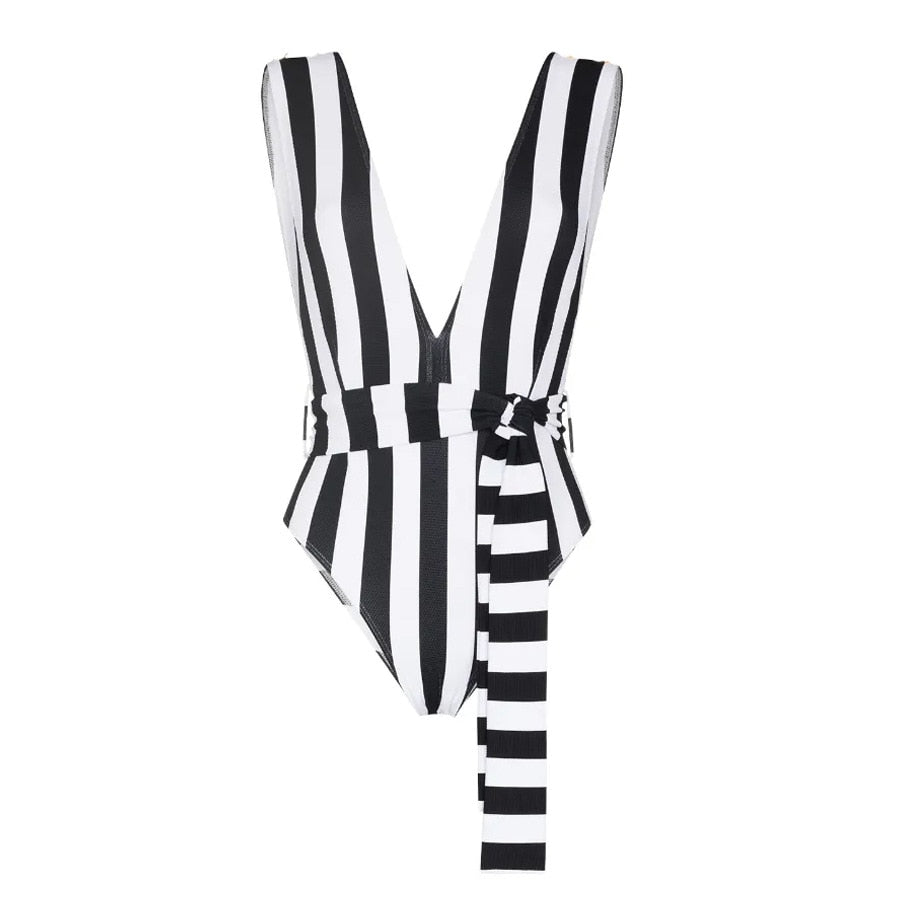 Bikini Beachwear Cover Up Swimswaer Black and White Striped