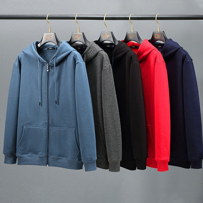 Kapuzenpullover für Herren, Fleece, einfarbig, große Größe