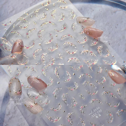 Crystal Star Embossed Pattern Design Nail Deco Sticker Kawaii Nail Decals