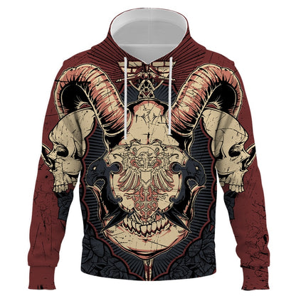 Terror Skull 3D-gedruckter Hoodie: Street Fashion Casual Trend für Männer