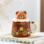 Creative Cute Lovely Bear Ceramic Mug with Lid