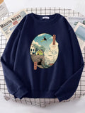 Ukiyoe Kiki's Delivery Service Print Sweatshirt Women Crewneck Pullover Autumn Casual Fleece