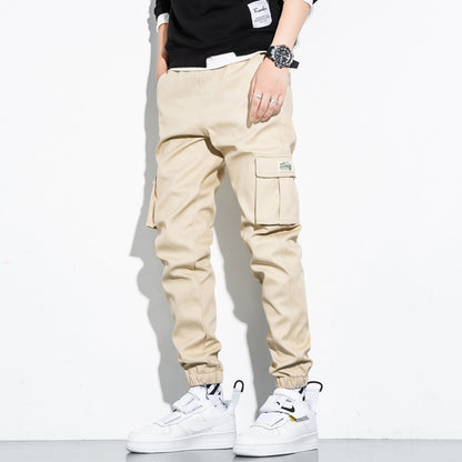 Men Cotton Cargo Pants Plus Size Sports Drawstring Fashion Casual