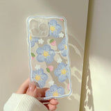 Fashion Art Blaue Blume Erdbeere Niedliche Handyhülle für iPhone Silikon Weich