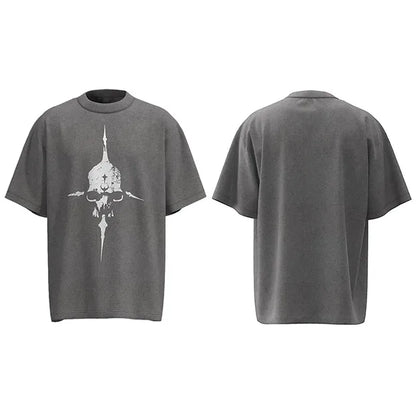 Cross Skull Graphic T-Shirt Men Streetwear