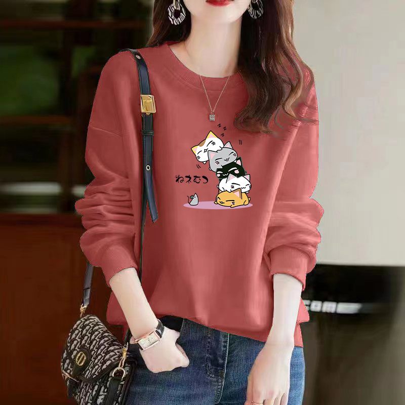 Cartoon Panda Cat Long Sleeve Female Sweatshirt Pullovers Casual