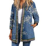 Vintage Y2K Ethnic Cardigan Printed Jacket Coat with Pockets