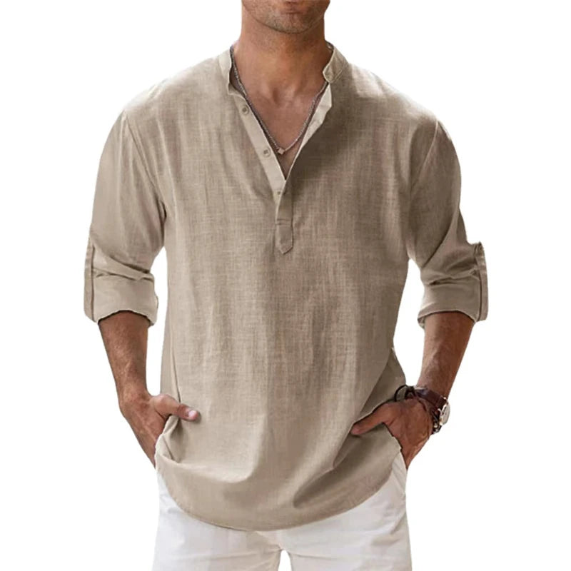 Müheloser Stil: Leichte Langarm-Henley-Shirts für Männer
