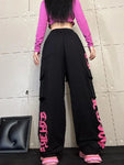 Hip Hop Cargo Retro Pink Printed Pants