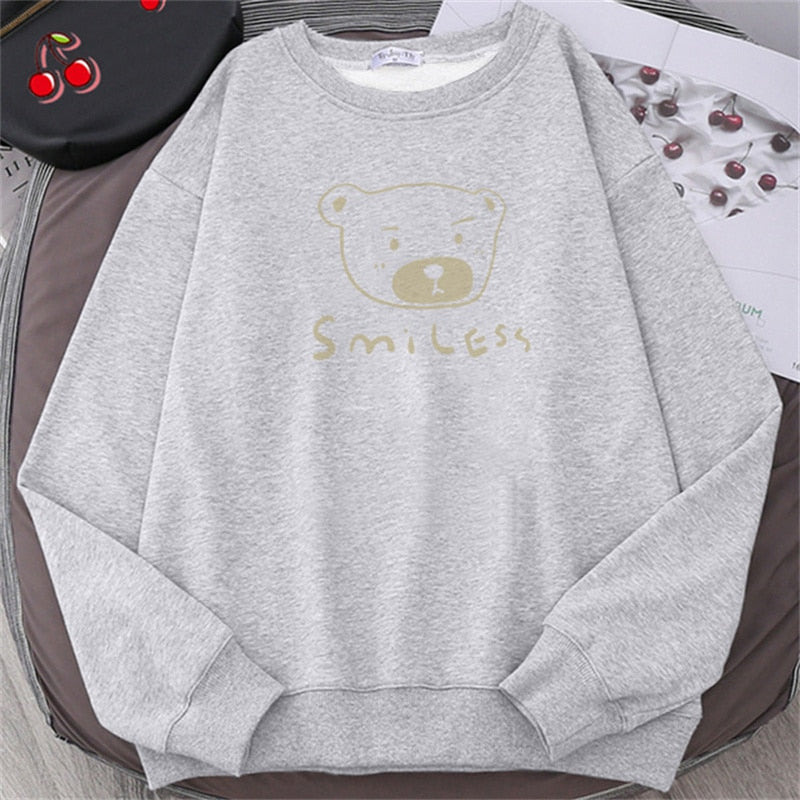 Streetwear Hoodie Damen New Vintage Bedruckter Smile Bear