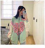 Frauen Hoodies Harajuku Übergroße Zip Up Retro