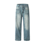 Straight-Leg Wide Leg Blue Denim Pants Casual Fashion