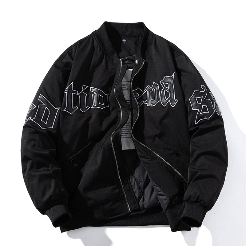 Men Letter Baseball Jacket Winter Vintage Hooded