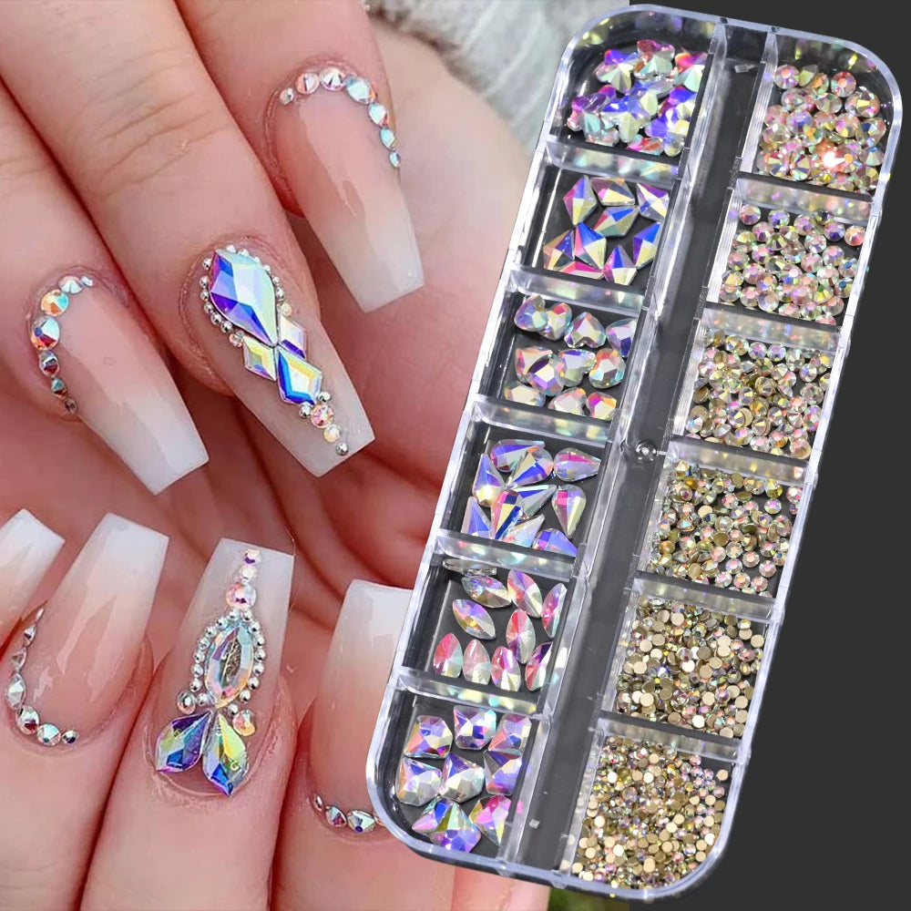 Pink Mixed Nail Rhinestone
