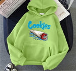 Cookies Printed Hip Hop Fleece Casual Punk Gothic Y2K Hoody Pullover Streetwear