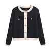 Women's Gold Button Knit Cardigan - Long Sleeve Sweater Coat