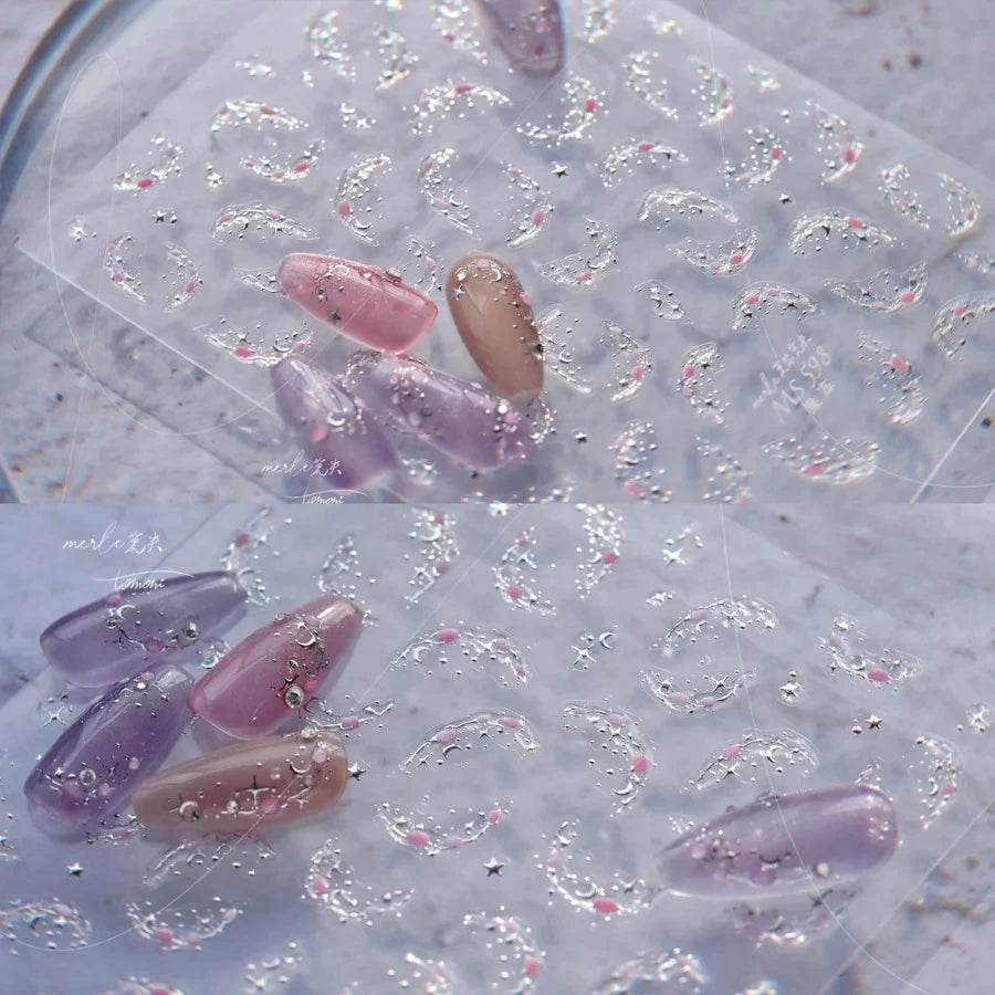 Crystal Star Embossed Pattern Design Nail Deco Sticker Kawaii Nail Decals