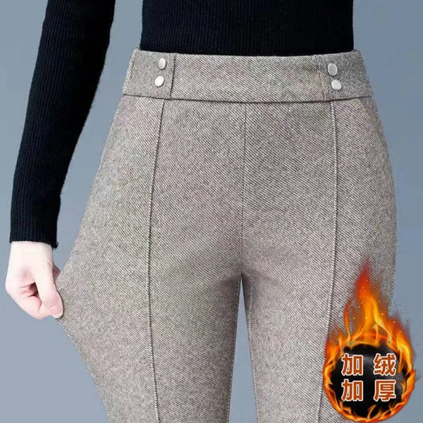 Womens Flared Pants High Waist Wool Blend Fall Wide Leg Trousers