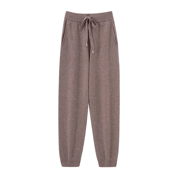 Womens Wool Jogger Pants High Waist Cashmere Knit Lounge