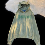 Y2K Letter Embroidered Hoodie Women Autumn Winter Vintage Zip Up