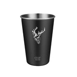 Poker Elk Black Stainless Steel Single Layer Cold Drink Cup Portable Mug