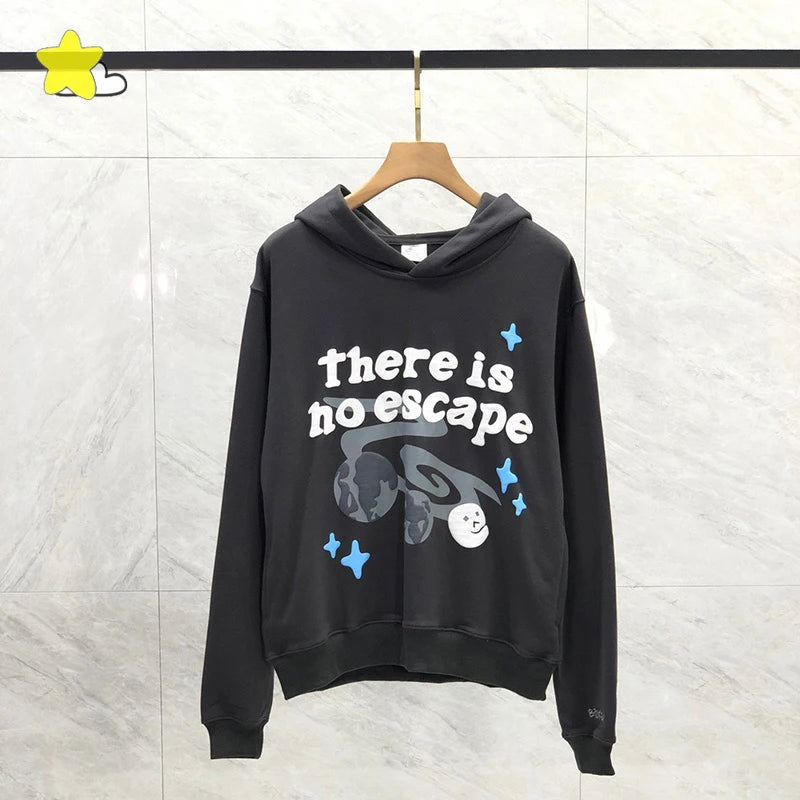 Casual Fashion Foam Print Hoodie Men High-Quality Cotton Hooded Pullover