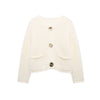Women's Knit Cardigan Sweater - Gold Buttons & Patch Pockets