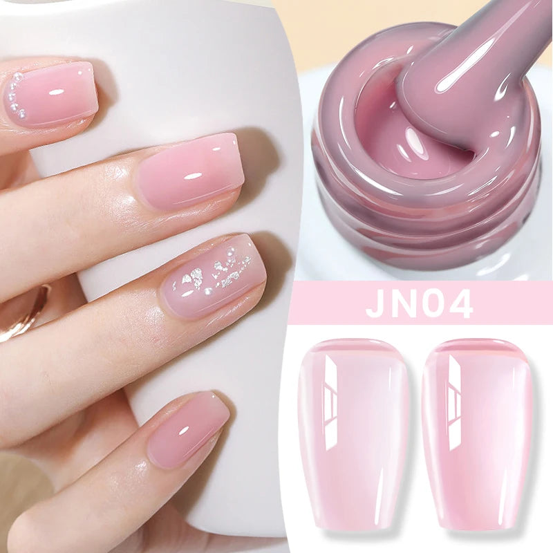 Jelly Nude Gel Nail Polish 10ml Light Pink Peach Translucent Color UV
