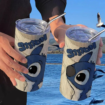 Disney Cartoon Anime Stitch 420ml Water Cup Angel Vacuum Cup