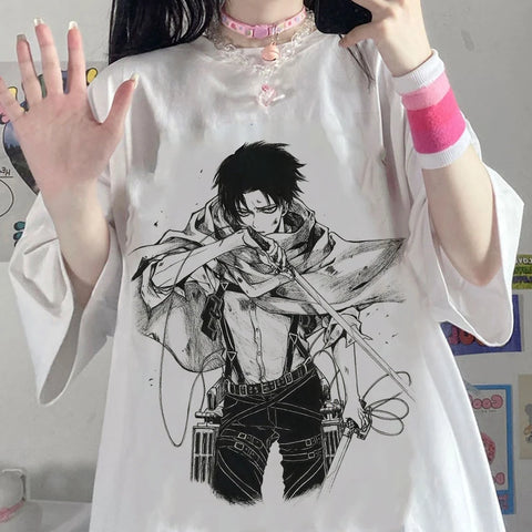 Summer Harajuku Women T-shirts Japanese Anime Attack On Titan Levi Ackerman