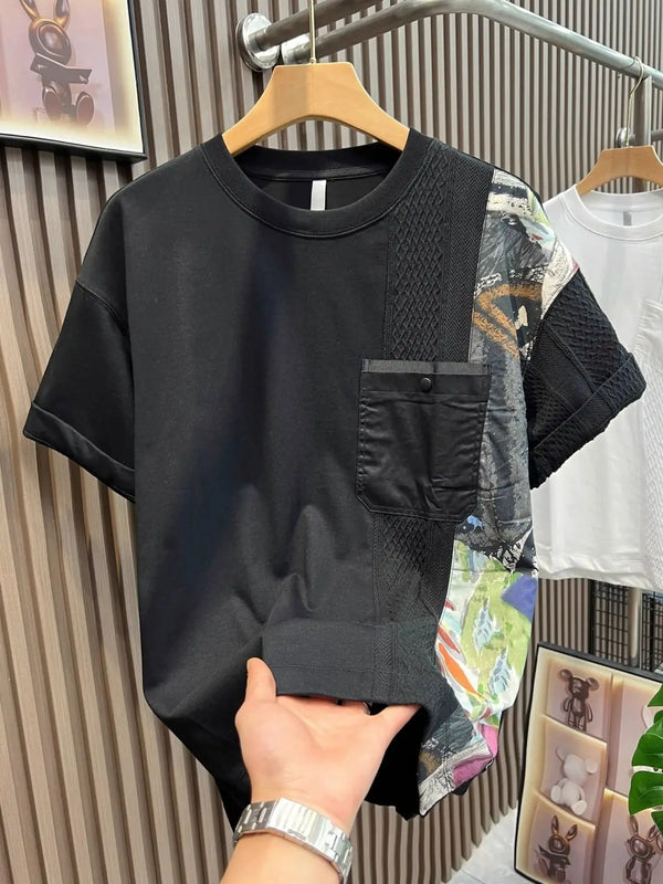 Casual Patchwork Color Block Loose Short Sleeve T-Shirt