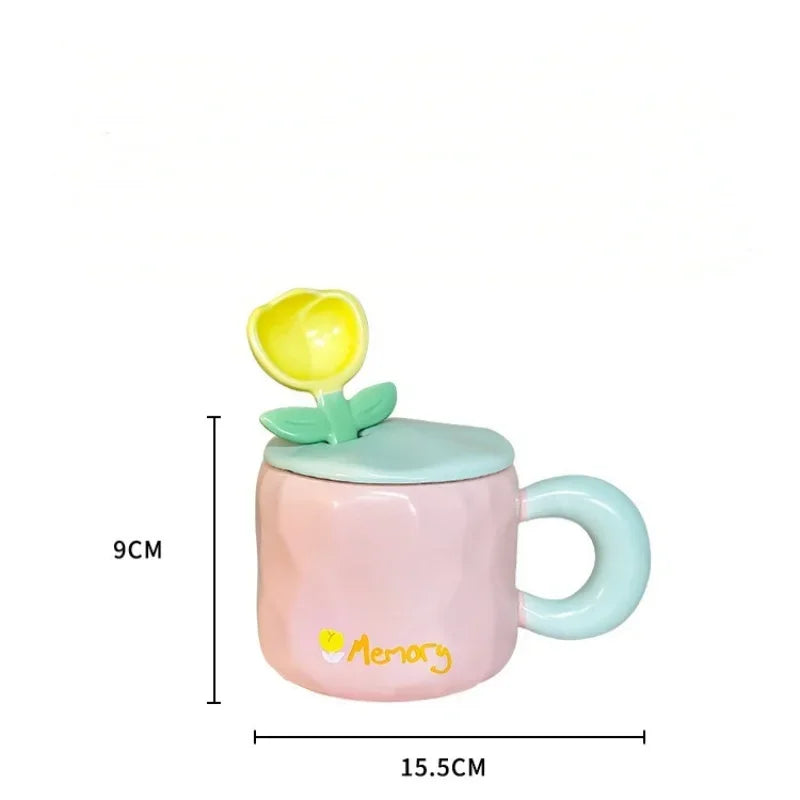 450ML Hand-Maled Blume Tee Tasse Keramik Becher Hause Büro Drink Tasse Tee Kaffee Milch Saft