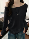 Oversized Off Shoulder Long Sleeve Top Slouchy Loose Casual Tee