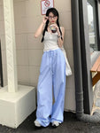 Blue Striped Wide Legs High-Waist Pants