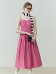 Dress for Women Summer Newly Hepburn Style High Waist Elegant Solid Long Skirt