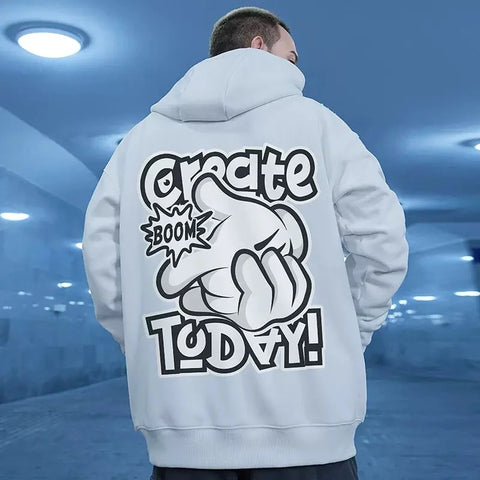 High Street Cartoon Finger Graphi Hoodies für Männer